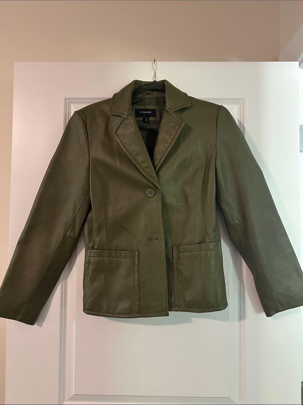 Colebrook Olive Green Leather Blazer Jacket